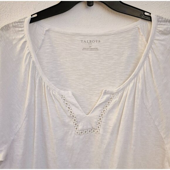 Talbots 100% Cotton Relaxed Fit V Neck Pullover Flutter Sleeve Top Size 2X EUC - Picture 3 of 7